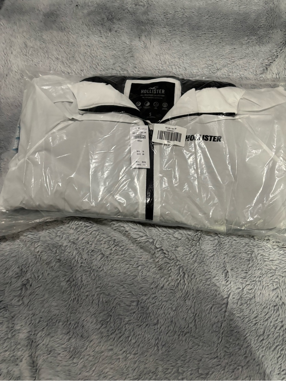 Hollister White Men’s Zip-Front Hoodie with Black Trim all weather